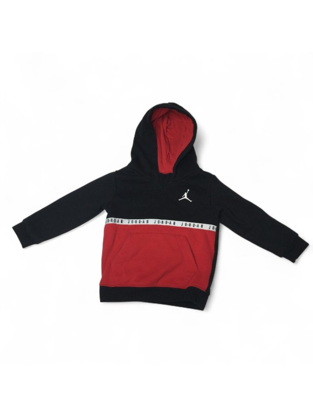 Nike Air Jordan Kids Hoodie Black Red Pullover Sweatshirt Jumpman Logo Size 24m